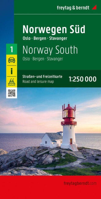 Norwegen Süd, Straßen- und Freizeitkarte 1:250.000, freytag & berndt: Oslo - Bergen - Stavanger, mit Autofähren