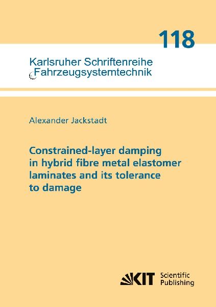 Constrained-layer damping in hybrid fibre metal elastomer laminates and its tolerance to damage