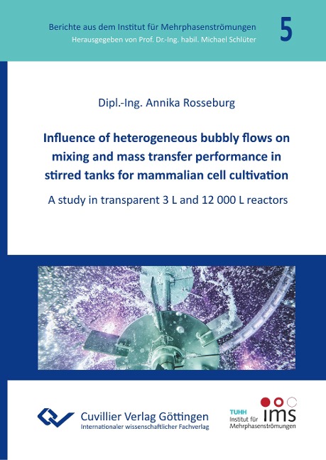 Influence of heterogeneous bubbly flows on mixing and mass transfer performance in stirred tanks for mammalian cell cultivation: A study in transparent 3 L and 12 000 L reactors