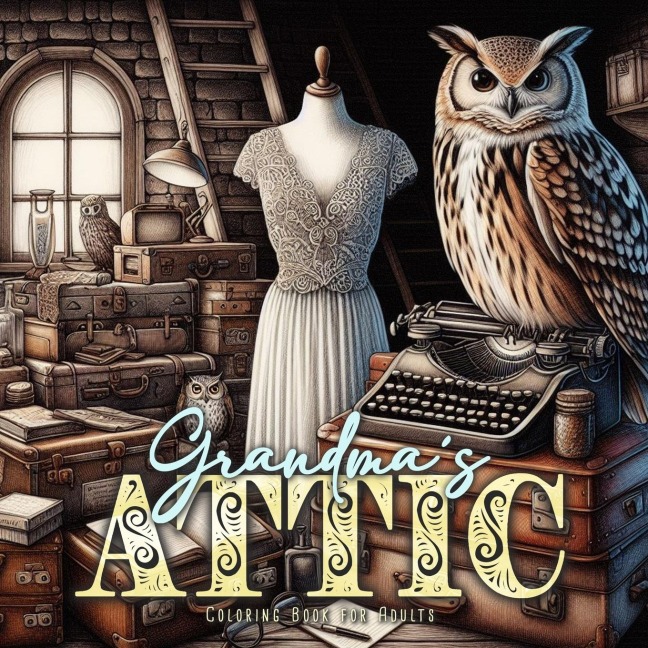 Grandmas Attic Coloring Book for Adults: Interior Coloring Book Grayscale | Vintage Coloring Book Adults | furniture grayscale Coloring Book