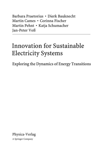 Innovation for Sustainable Electricity Systems Exploring the Dynamics of Energy Transitions