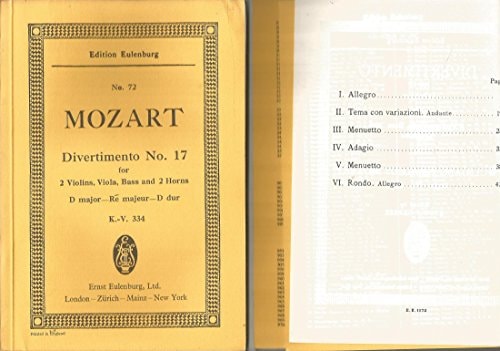 Divertimento in D Major, K. 334 Study Score