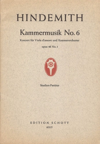 Paul Hindemith - Kammermusik No. 6, Op. 46, No. 1: Viola d'amore and Chamber Orchestra Study Score (New Edition)