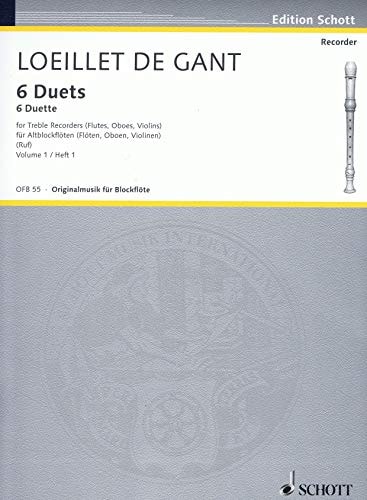 6 Duets - Volume 1 For 2 Treble Recorders (Flutes, Oboes, Violins) - Performance Score