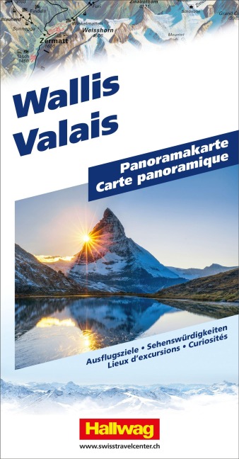 Hallwag Panoramakarte Wallis Panoramakarte: Faszinierende Landschaftskarte mit 3D-Darstellung