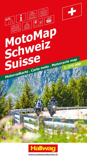 Hallwag MotoMap Motorradkarte Schweiz 1:275.000: Einzeln herausnehmbare Strassenkarten mit Routenbewertungen, Fahrzeiten, Schwierigkeitsgraden und Treffpunkte. Inkl. GPS Daten