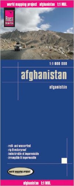 Afghanistan 1:1.000.000: Kartenbild 2seitig, Exakte Höhenlinien, Höhenschichten-Relief, GPS-tauglich durch Gradnetz, klassifiziertes Straßennetz, ausführlicher Ortsindex