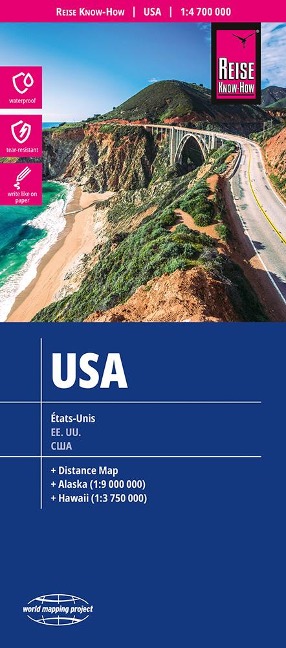 Reise Know-How Landkarte USA 1 : 4.700.000: reiß- und wasserfest (world mapping project)