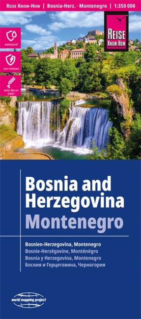 Reise Know-How Landkarte Bosnien-Herzegowina, Montenegro / Bosnia and Herzegovina, Montenegro (1:350.000): reiß- und wasserfest (world mapping project)