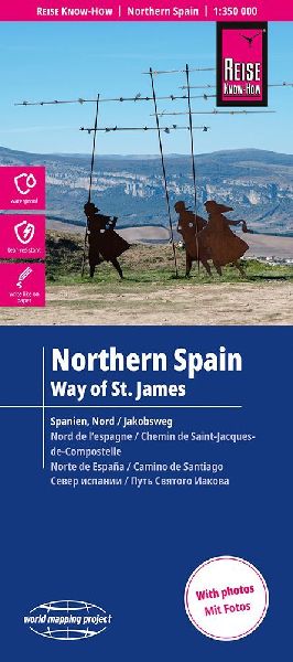 Reise Know-How Landkarte Nordspanien mit Jakobsweg | Northern Spain and Way of St. James (1:350.000): reiß- und wasserfest (world mapping project)