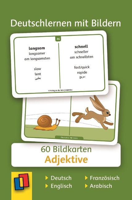Adjektive: 60 Bildkarten auf Deutsch, Englisch, Französisch und Arabisch