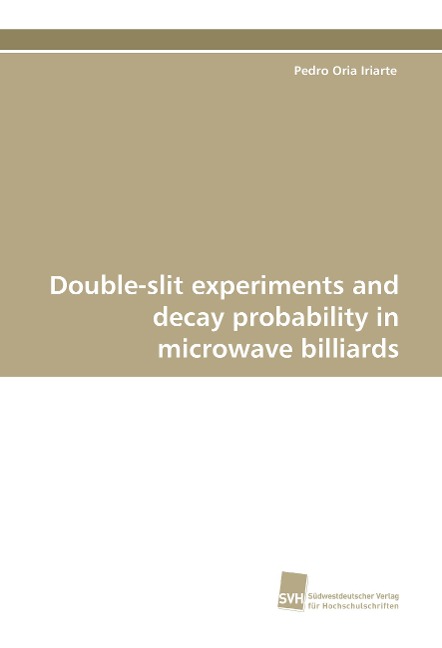 Double-slit experiments and decay probability in microwave billiards