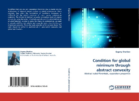 Condition for global minimum through abstract convexity: Abstract subdifferentials, separation properties