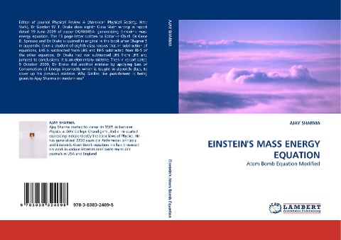 EINSTEINS MASS ENERGY EQUATION: Atom Bomb Equation Modified