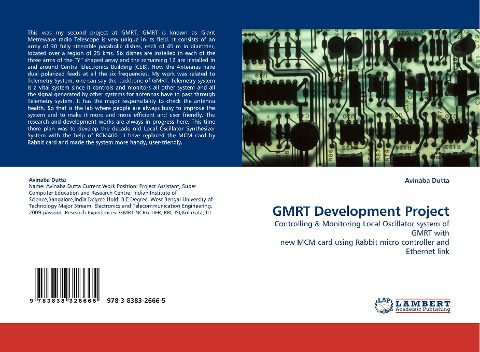 GMRT Development Project: Controlling & Monitoring Local Oscillator system of GMRT with new MCM card using Rabbit micro controller and Ethernet link