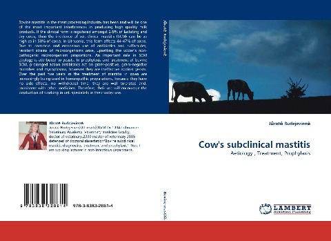 Cows subclinical mastitis: Aetiology , Treatment, Prophylaxis