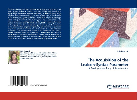 The Acquisition of the Lexicon-Syntax Parameter: A Developmental Study of Reflexivization