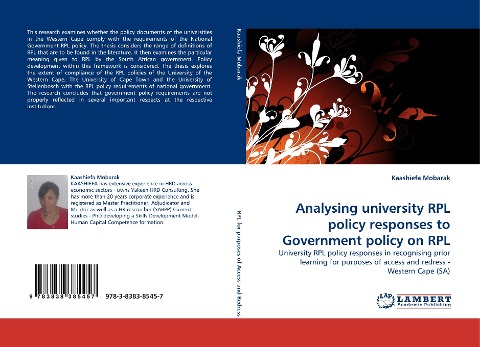 Analysing university RPL policy responses to Government policy on RPL: University RPL policy responses in recognising prior learning for purposes of access and redress - Western Cape (SA)