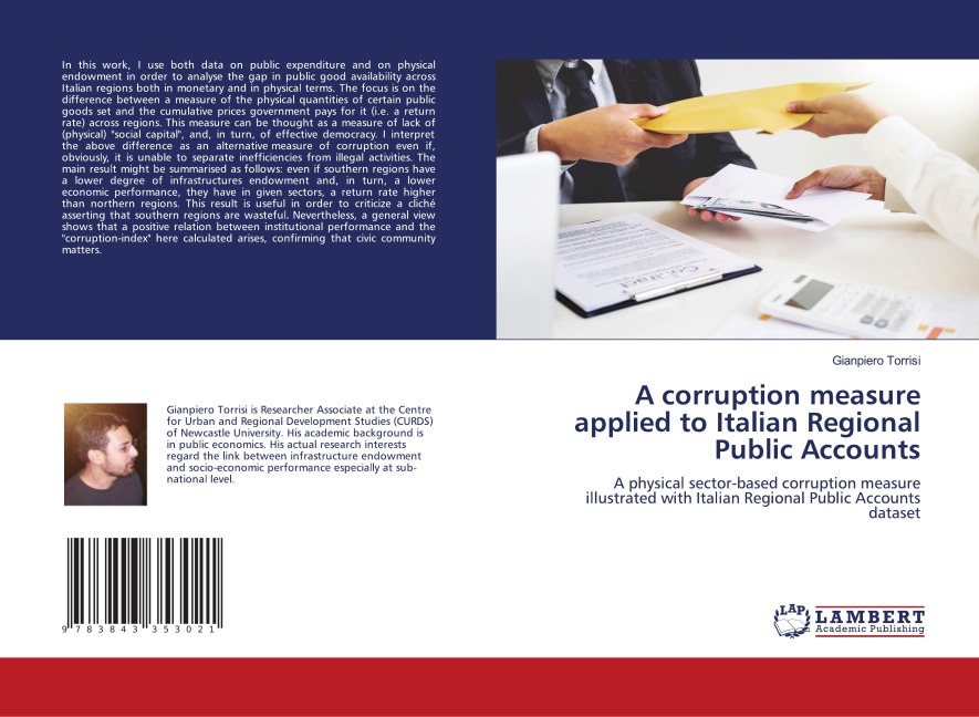 A corruption measure applied to Italian Regional Public Accounts: A physical sector-based corruption measure illustrated with Italian Regional Public Accounts dataset