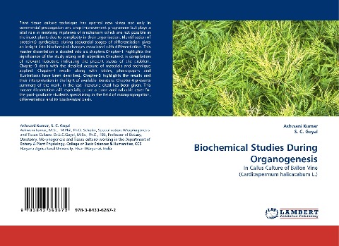 Biochemical Studies During Organogenesis: In Callus Culture of Ballon Vine (Cardiospermum halicacabum L.)