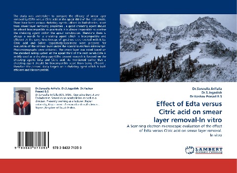 Effect of Edta versus Citric acid on smear layer removal-In vitro: A Scanning electron microscopic evaluation of the effect of Edta versus Citric acid on smear layer removal. In vitro