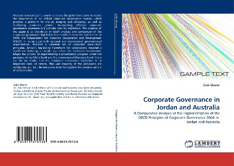 Corporate Governance in Jordan and Australia: A Comparative Analysis of the Implementation of the OECD Principles of Corporate Governance 2004 in  Jordan and Australia