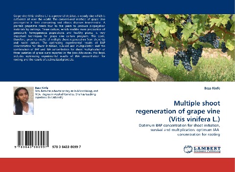 Multiple shoot regeneration of grape vine (Vitis vinifera L.): Optimum BAP concentration for shoot initiation, survival and multiplication.  optimum IAA  concentration for rooting
