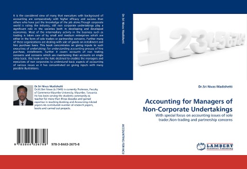 Accounting for Managers of Non-Corporate Undertakings: With special focus on accounting issues of sole trader,Non-trading and partnership concerns