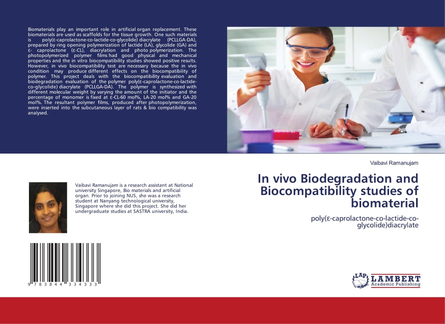 In vivo Biodegradation and Biocompatibility studies of biomaterial: poly(¿-caprolactone-co-lactide-co-glycolide)diacrylate