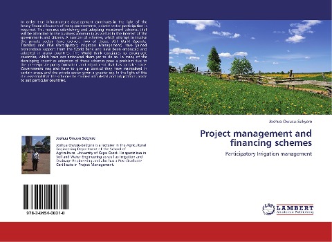 Project management and financing schemes: Participatory Irrigation management