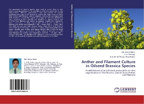 Anther and Filament Culture in Oilseed Brassica Species: Establishment of an efficient protocol for in vitro regeneration of five Brassica species from Anther and Filament