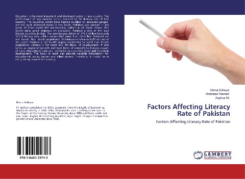 Factors Affecting Literacy Rate of Pakistan: Factors Affecting Literacy Rate of Pakistan