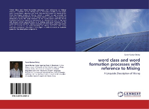 word class and word formation processes with reference to Mising: A Linguistic Description of Mising