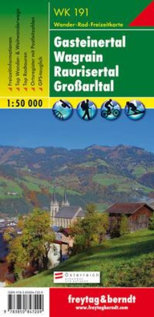 Gasteiner Tal, Wagrain, Raurisertal, Grossarltal  1 : 50 000. WK 191: Wander-, Rad- und Freizeitkarte
