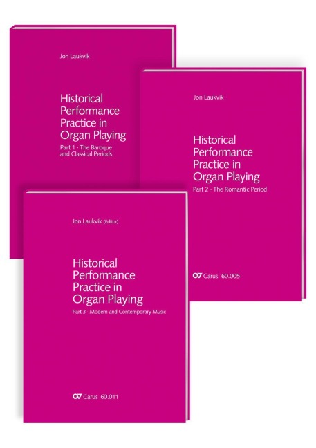 Historical Performance Practice in Organ Playing. Vol. 1-3 + sheet music volume: Vol. 1: The Baroque and Classical Periods - Vol. 2: The Romantic Period - Vol. 3: Modern and contemporary Music - Sheet music volume: Organ works of the 16th-18th century