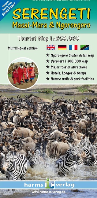 SERENGETI - Masai-Mara & Ngorongoro: Tourist Map 1:250.000