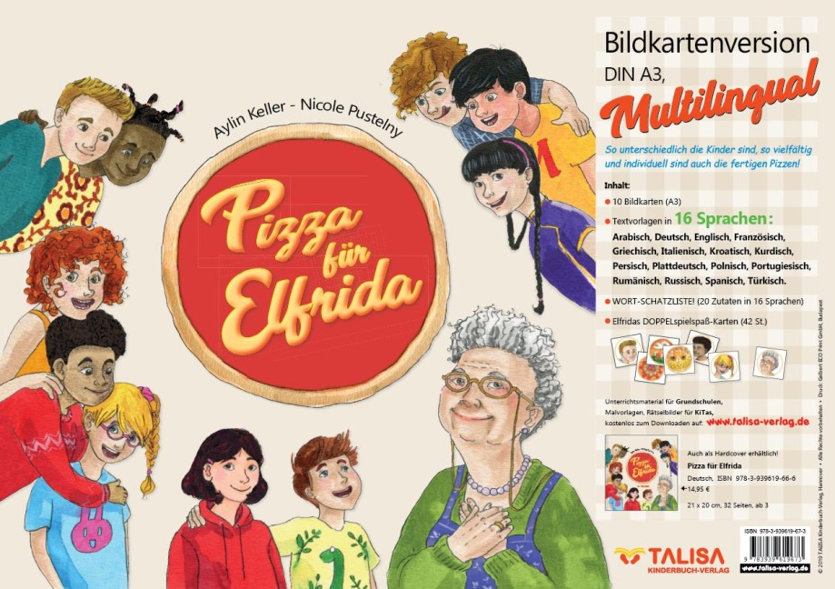 Pizza für Elfrida - Bildkartenversion (A3, Multilingual): in 16 Sprachen