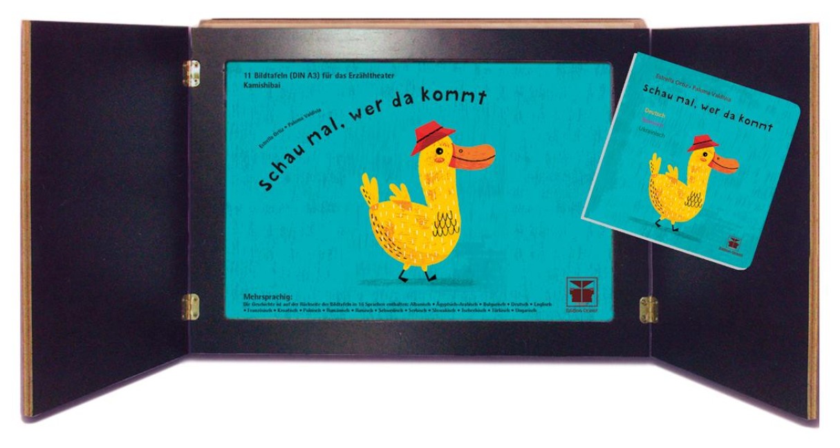 Schau mal, wer da kommt: Mehrsprachige Kamishibai-Bildtafeln mit Pappbilderbuch