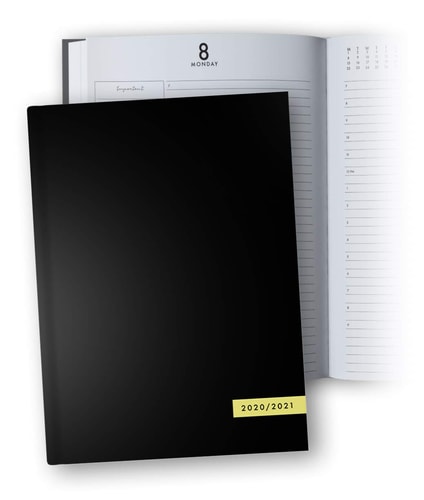 Day Planner 2020-2021 Large 8.5" X 11" 2020/2021 Daily Planner, Hardcover, 1 Page Per Day, Jul 2020 - Jun 2021, 12 Month, Dated Planner 2020-2021 Productivity, XXL Planner, Black