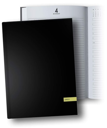 Day Planner 2021 Large 8.5" X 11" 2021 Daily Planner, Hardcover, 1 Page Per Day, Jan - Dec 2021, 12 Month, Dated Planner 2021 Productivity, XXL Planner, Black