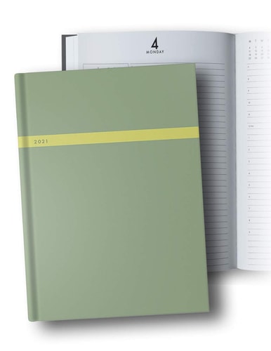 Day Planner 2021 Daily 8.5x11, 1 Page Per Day Planner 2021, Hardcover, Jan - Dec 2021, 12 Month, Dated Planner 2021 Productivity, XXL Planner, Green, Yellow