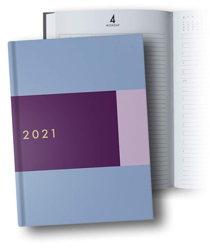 2021 Daily Planner Hardcover One Page Per Day 2021 Daily Planner, 8.5x11, Jan - Dec 2021, 12 Month, Dated Planner 2021 Productivity, XL Planner, Purple, Blue