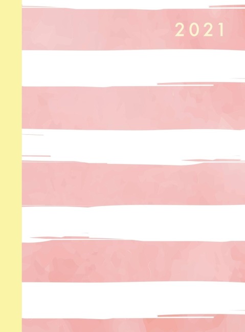 2021 Annual Planner Weekly Monthly: 12 Month Hardcover Planner 2021 | 8.5 x 11  January - December 2021 | 2 Pages per Week | Pink Stripes