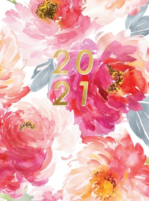 Planner 2021 Vertical Weekly: Planner 2021 Hardcover 8.5 x 11 |  January - December 2021 | 2 Pages per Week | Vertical Layout | 1 Column per Day | Appointment Book 2021 Hourly | Red Flowers