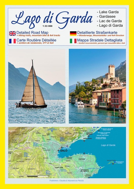 Gardasee - Lago di Garda (Maßstab 1:33.000): Detaillierte Straßenkarte + Wanderwege, Mountainbike- und 4x4-Strecken