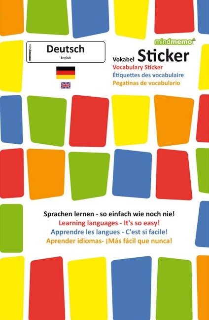 mindmemo Vokabel Sticker - Grundwortschatz Deutsch (DaF) / Englisch - 280 Vokabel Aufkleber - Zusammenfassung: Lernen ganz einfach - 3D Lernhilfe