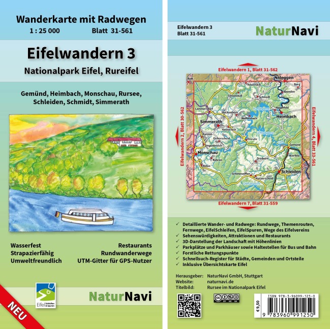 Eifelwandern 3 - Nationalpark Eifel, Rureifel 1 : 25 000: Wanderkarte mit Radwegen, Blatt 31-561, 1 : 25 000, Gemünd, Heimbach, Monschau, Rursee, Schleiden, Schmidt, Simmerath