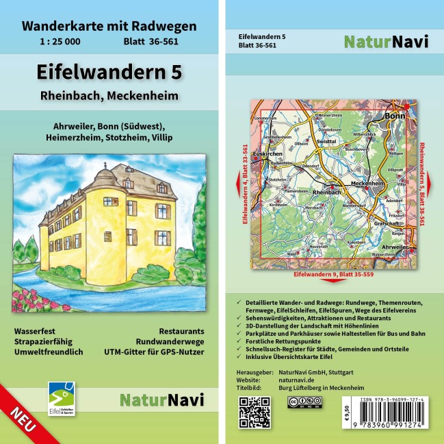 Eifelwandern 5 - Rheinbach, Meckenheim 1 : 25 000: Wanderkarte mit Radwegen, Blatt 36-561, 1 : 25 000, Ahrweiler, Bonn (Südwest), Heimerzheim, Stotzheim, Villip
