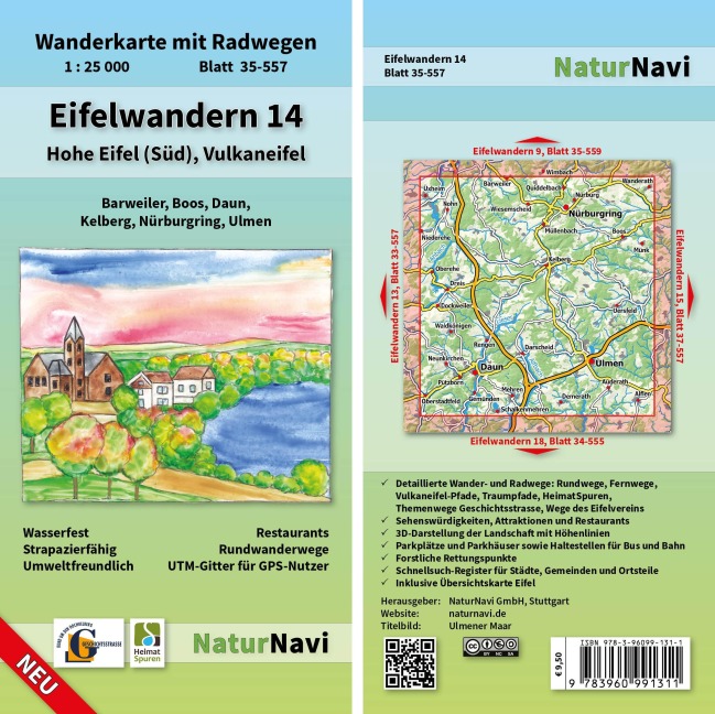 Eifelwandern 14 - Hohe Eifel (Süd), Vulkaneifel 1 : 25 000: Wanderkarte mit Radwegen, Blatt 35-557, 1 : 25 000, Barweiler, Boos, Daun, Kelberg, Nürburgring, Ulmen