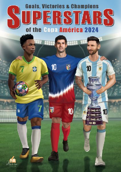 Goals, Victories & Champions: SUPERSTARS of the Copa América 2024. Soccer Coloring book with 50 detailed player drawings for fans of all ages.